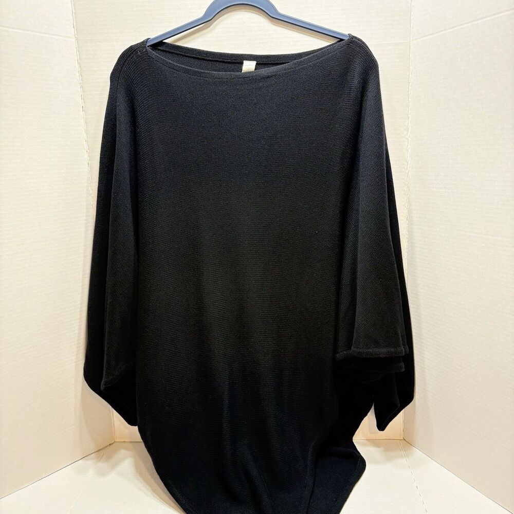 Lululemon Forward Flow Poncho Black One Size OS Cashmere Blend Batwing Sweater - Picture 2 of 8